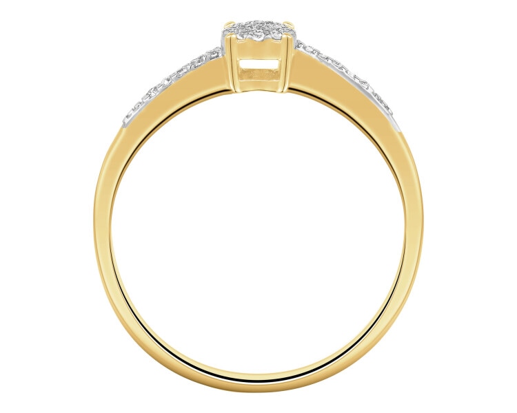 Yellow gold ring with diamonds - 0,04 ct - fineness 9 K