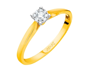 Yellow gold ring with diamonds 0,07 ct - fineness 9 K