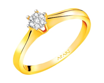 Prsten ze žlutého zlata s diamanty 0,05 ct - ryzost 585