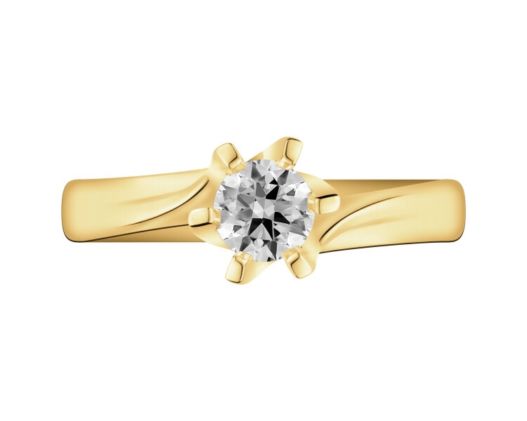 Yellow gold ring with brilliant - 0,33 ct - fineness 14 K