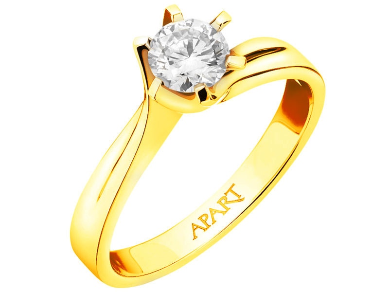 Yellow gold ring with brilliant 0,50 ct - fineness 14 K