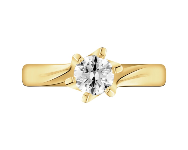 Pierścionek z żółtego złota z brylantem - SI1/H - 0,50 ct - próba 585