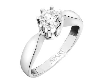 White gold ring with brilliant 0,70 ct - fineness 14 K