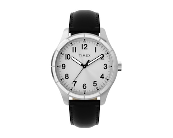 Timex Main Street 42mm Leather Strap Watch