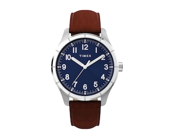 Timex Main Street 42mm Leather Strap Watch