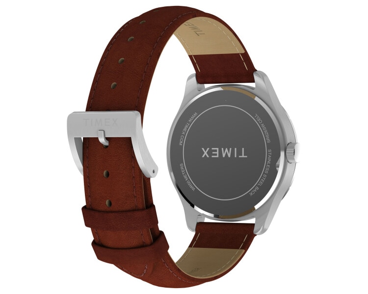 Timex Main Street 42mm Leather Strap Watch