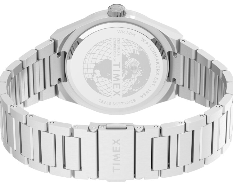Timex Q Timex® Continental Day and Date 39mm Stainless Steel Bracelet Watch