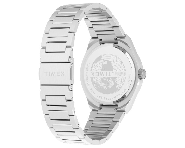 Timex Q Timex® Continental Day and Date 39mm Stainless Steel Bracelet Watch