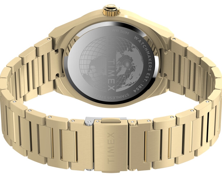 Timex Q Timex® Continental Day and Date 39mm Stainless Steel Bracelet Watch